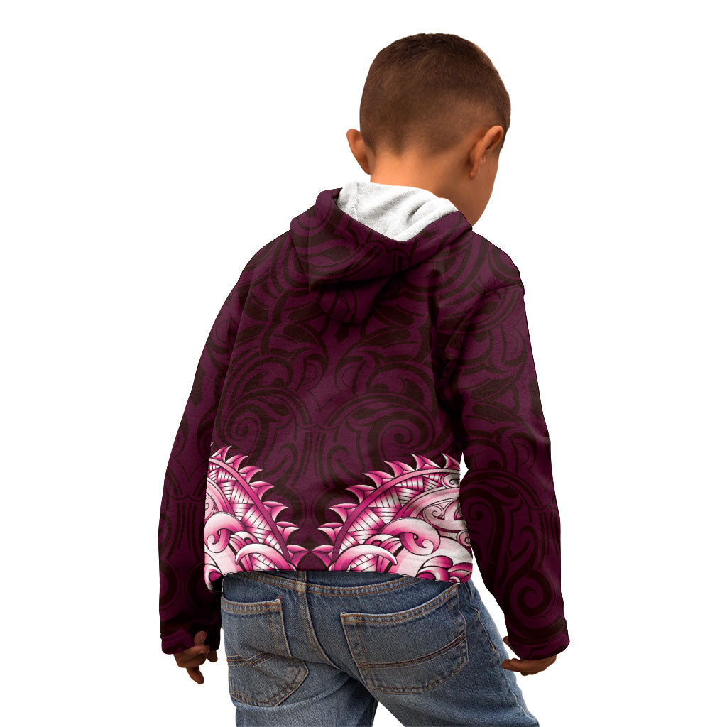 New Zealand Ta Moko Kid Hoodie Aotearoa Maori Chest Tattoo Pink LT14 - Polynesian Pride