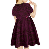 New Zealand Ta Moko Kid Short Sleeve Dress Aotearoa Maori Chest Tattoo Pink LT14 - Polynesian Pride