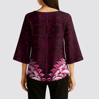 New Zealand Ta Moko Kimono Sleeve Blouse Aotearoa Maori Chest Tattoo Pink LT14 - Polynesian Pride