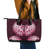 New Zealand Ta Moko Leather Tote Bag Aotearoa Maori Chest Tattoo Pink LT14 - Polynesian Pride