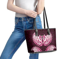 New Zealand Ta Moko Leather Tote Bag Aotearoa Maori Chest Tattoo Pink LT14 - Polynesian Pride