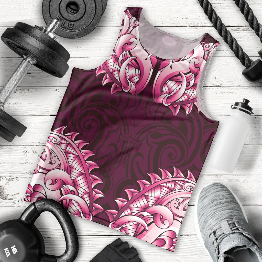 New Zealand Ta Moko Men Tank Top Aotearoa Maori Chest Tattoo Pink LT14 - Polynesian Pride