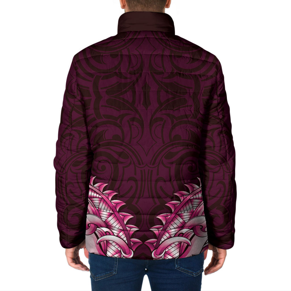 New Zealand Ta Moko Padded Jacket Aotearoa Maori Chest Tattoo Pink LT14 - Polynesian Pride
