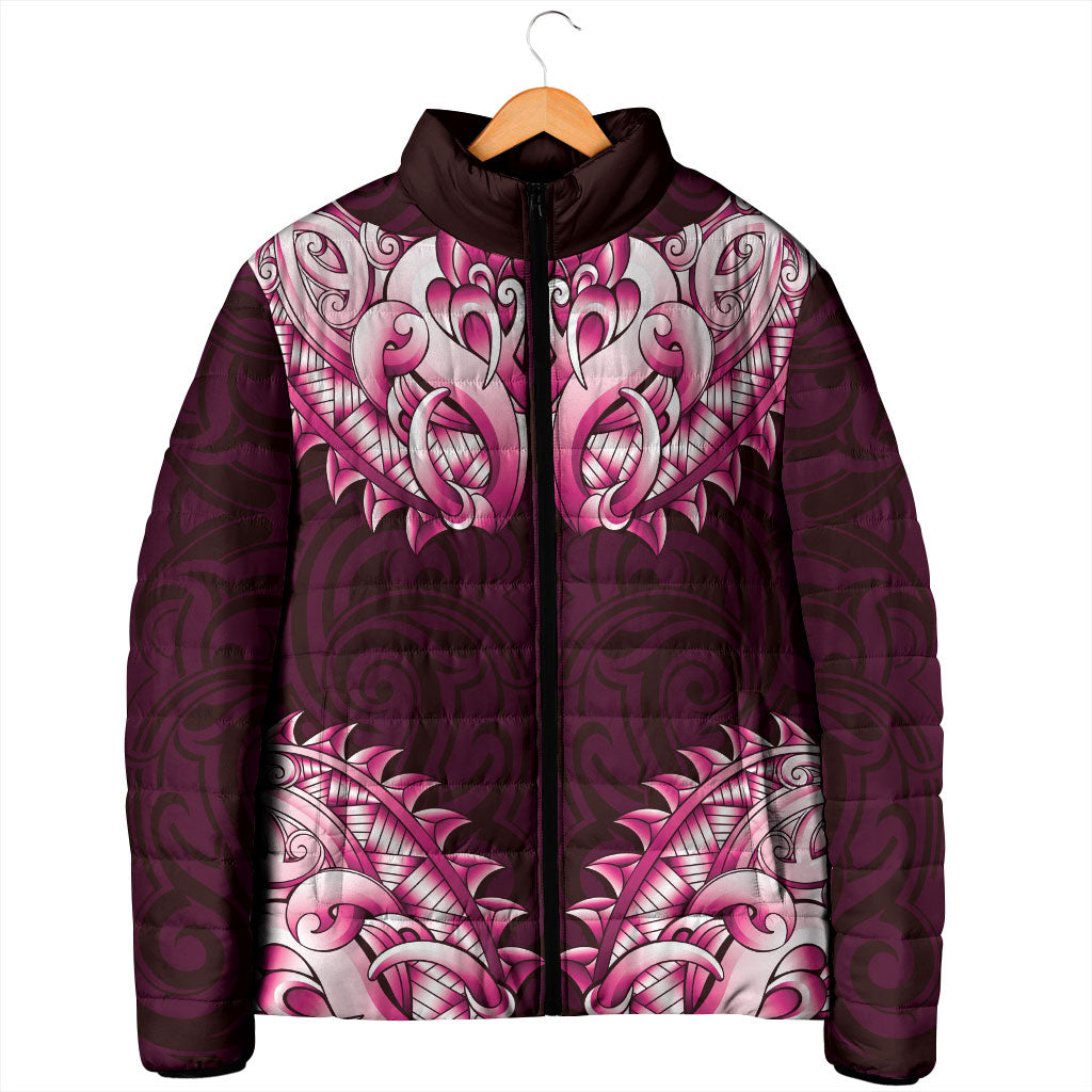 New Zealand Ta Moko Padded Jacket Aotearoa Maori Chest Tattoo Pink LT14 - Polynesian Pride