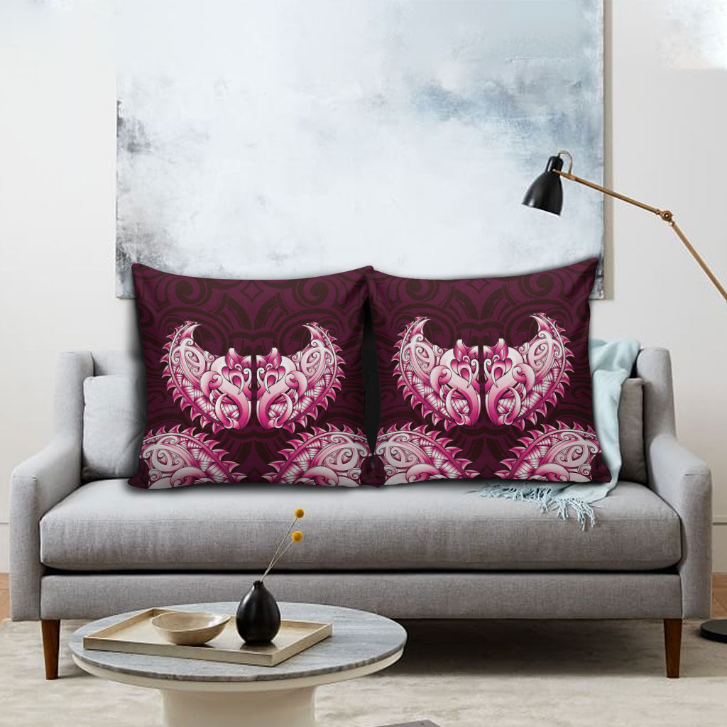 New Zealand Ta Moko Pillow Cover Aotearoa Maori Chest Tattoo Pink LT14 - Polynesian Pride