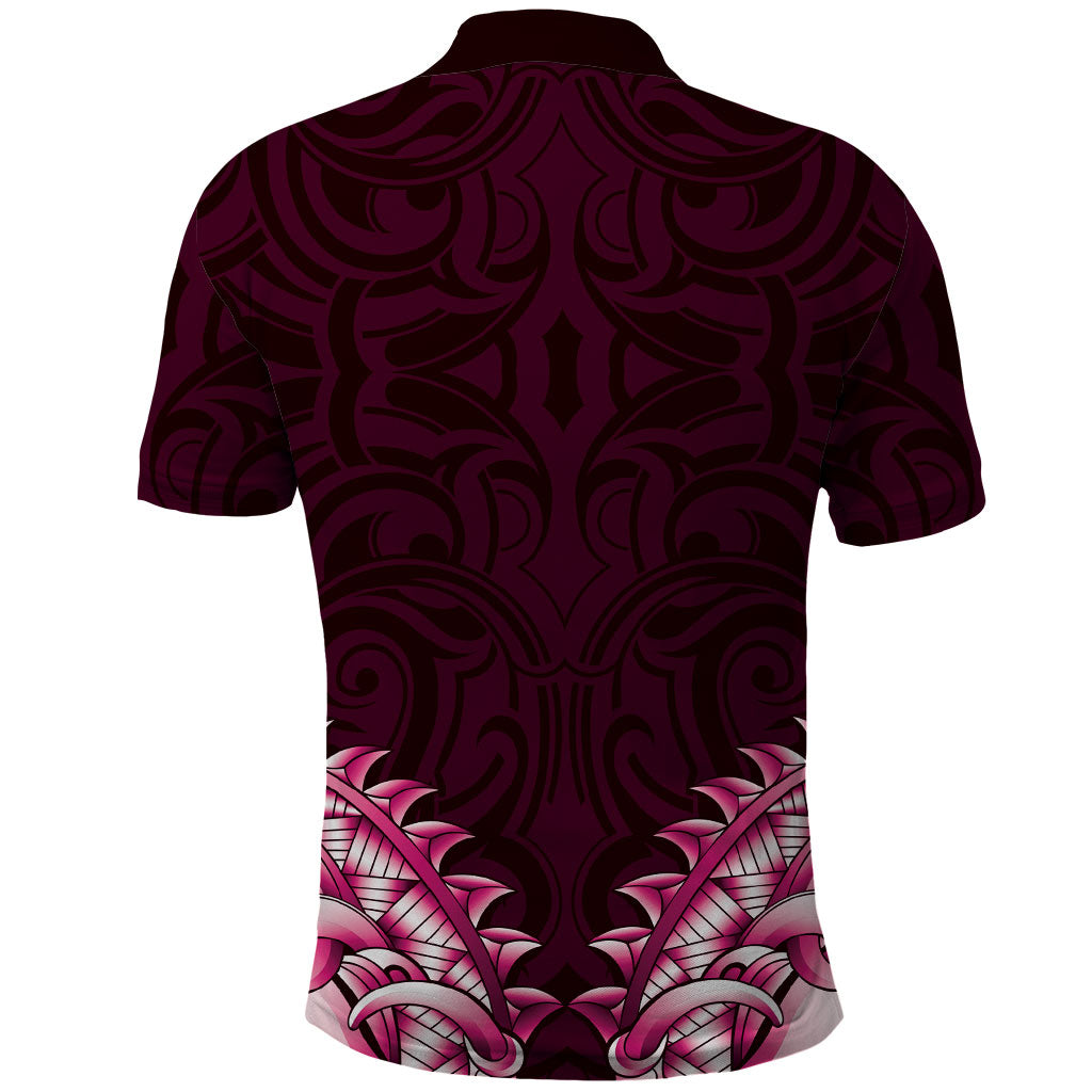 New Zealand Ta Moko Polo Shirt Aotearoa Maori Chest Tattoo Pink LT14 - Polynesian Pride