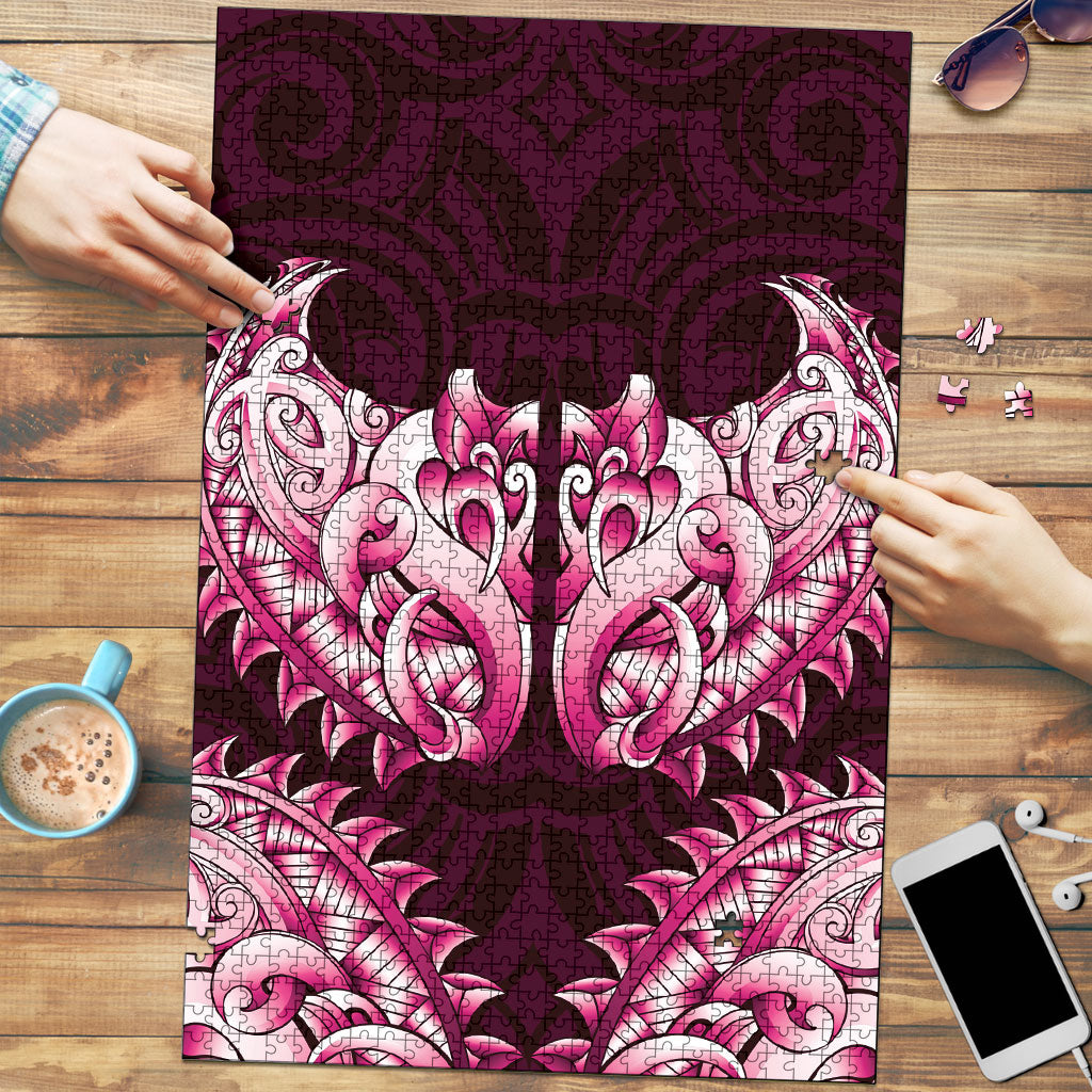 New Zealand Ta Moko Puzzle Aotearoa Maori Chest Tattoo Pink LT14 Pink - Polynesian Pride