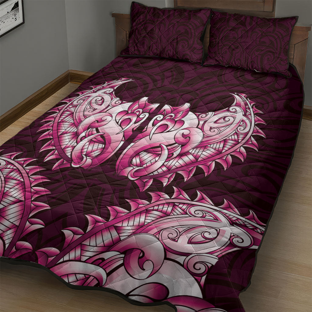 New Zealand Ta Moko Quilt Bed Set Aotearoa Maori Chest Tattoo Pink LT14 - Polynesian Pride