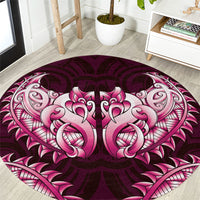 New Zealand Ta Moko Round Carpet Aotearoa Maori Chest Tattoo Pink LT14 Pink - Polynesian Pride