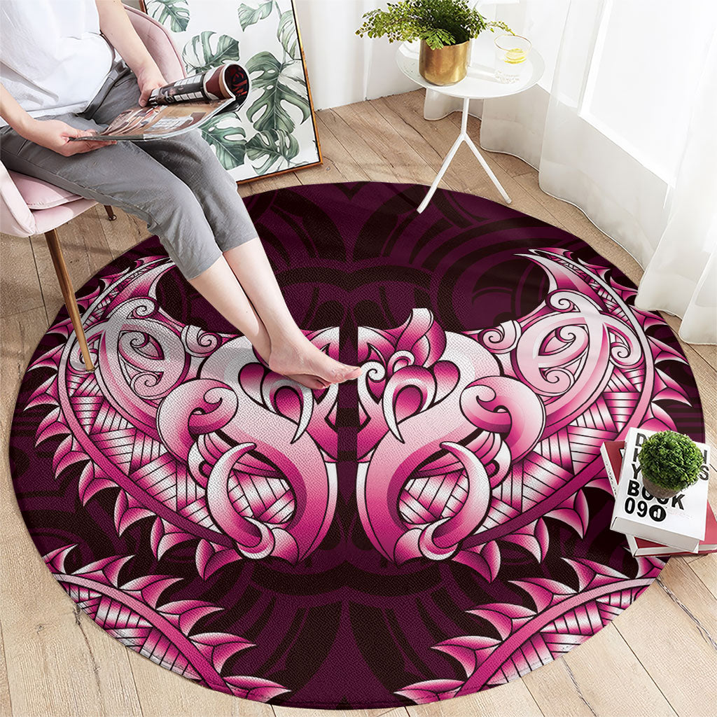 New Zealand Ta Moko Round Carpet Aotearoa Maori Chest Tattoo Pink LT14 - Polynesian Pride