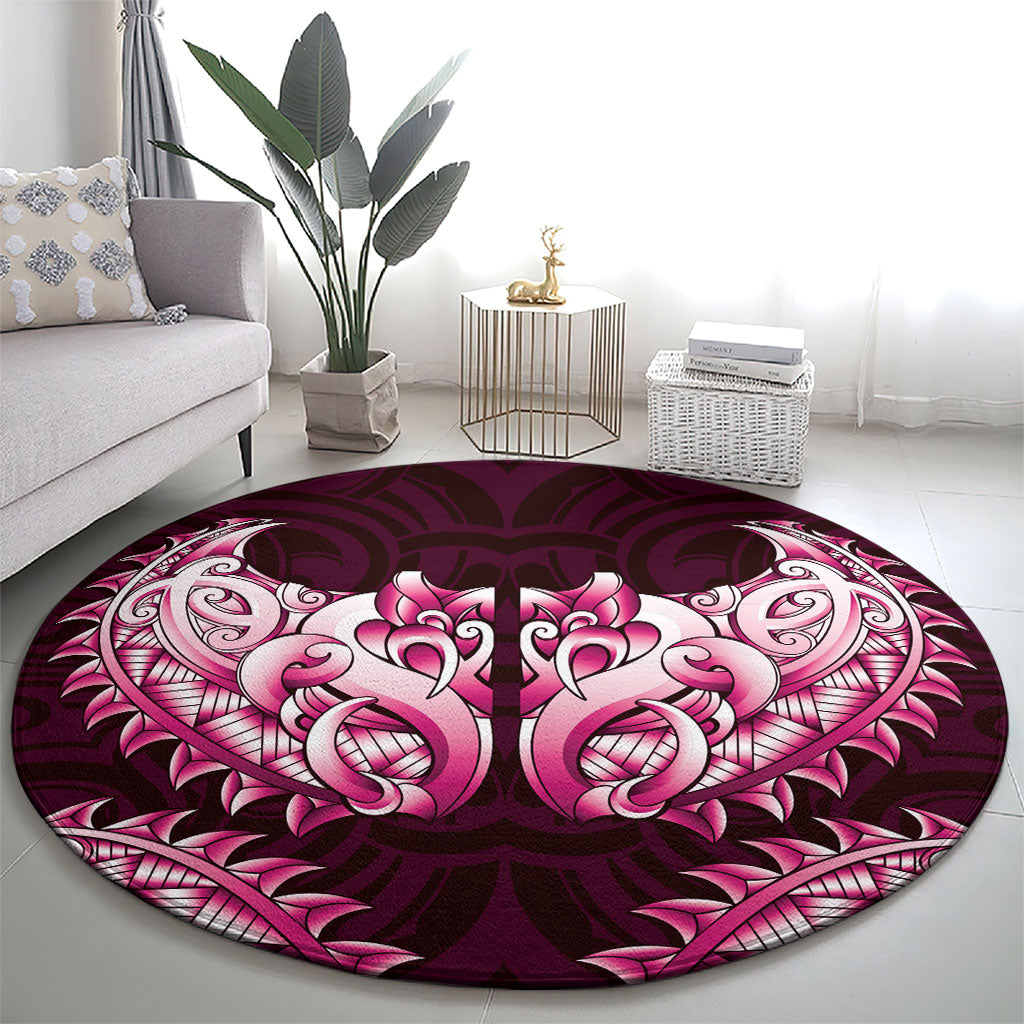 New Zealand Ta Moko Round Carpet Aotearoa Maori Chest Tattoo Pink LT14 - Polynesian Pride
