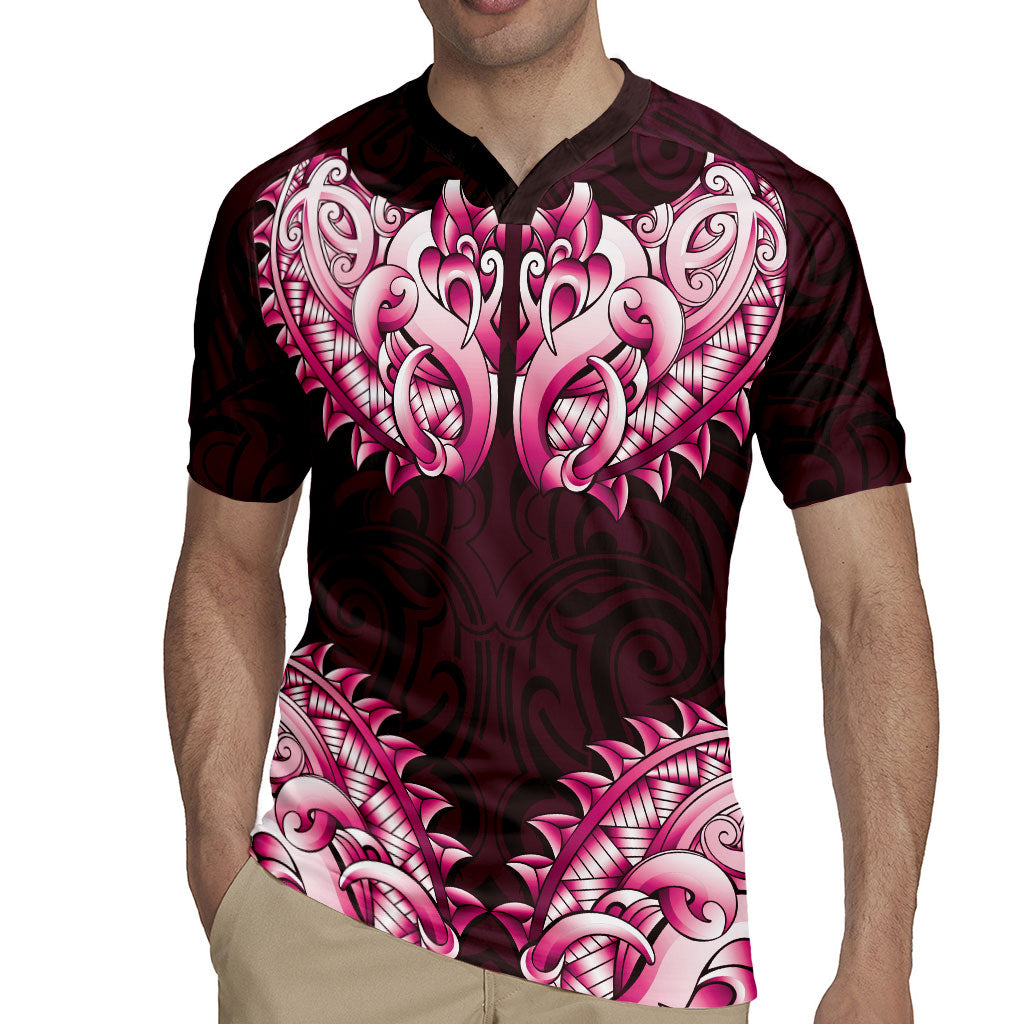New Zealand Ta Moko Rugby Jersey Aotearoa Maori Chest Tattoo Pink LT14 - Polynesian Pride