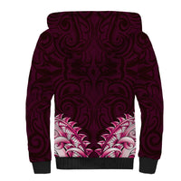 New Zealand Ta Moko Sherpa Hoodie Aotearoa Maori Chest Tattoo Pink LT14 - Polynesian Pride