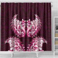 New Zealand Ta Moko Shower Curtain Aotearoa Maori Chest Tattoo Pink LT14 - Polynesian Pride
