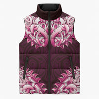 New Zealand Ta Moko Sleeveless Puffer Jacket Aotearoa Maori Chest Tattoo Pink LT14 Unisex Pink - Polynesian Pride