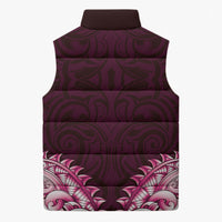 New Zealand Ta Moko Sleeveless Puffer Jacket Aotearoa Maori Chest Tattoo Pink LT14 - Polynesian Pride