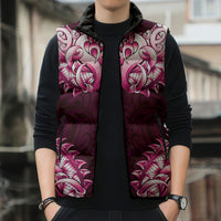 New Zealand Ta Moko Sleeveless Puffer Jacket Aotearoa Maori Chest Tattoo Pink LT14 - Polynesian Pride