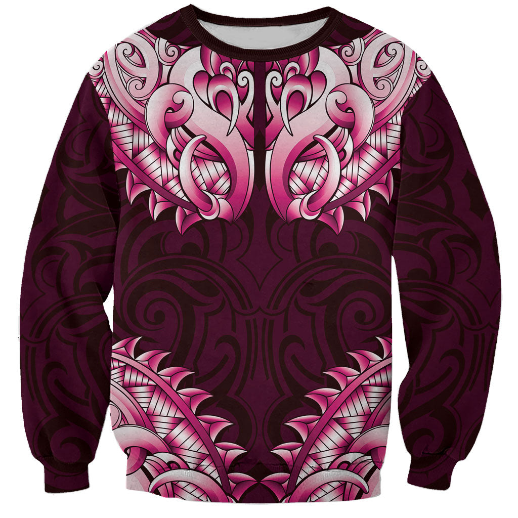 New Zealand Ta Moko Sweatshirt Aotearoa Maori Chest Tattoo Pink LT14 Unisex Pink - Polynesian Pride