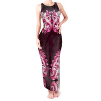 New Zealand Ta Moko Tank Maxi Dress Aotearoa Maori Chest Tattoo Pink LT14 Women Pink - Polynesian Pride