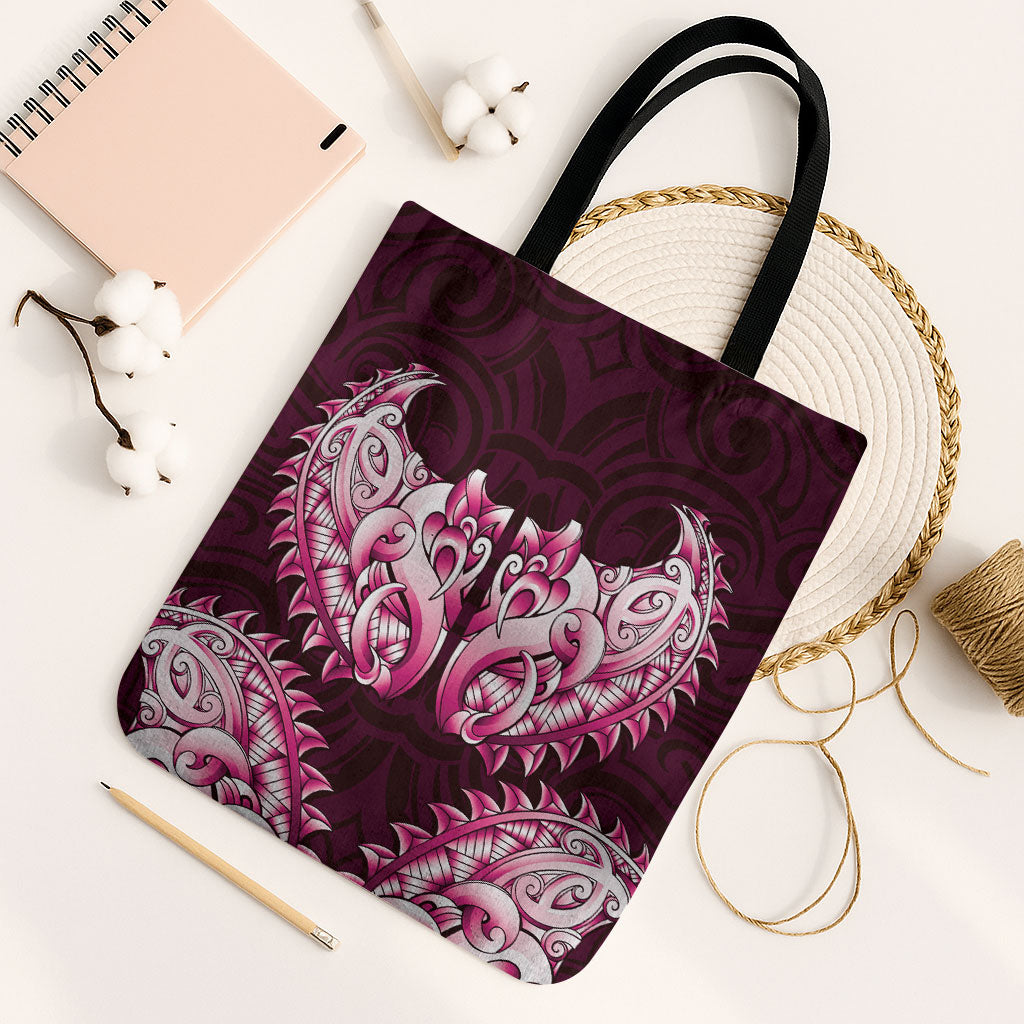 New Zealand Ta Moko Tote Bag Aotearoa Maori Chest Tattoo Pink LT14 Black Strap One Size Pink - Polynesian Pride