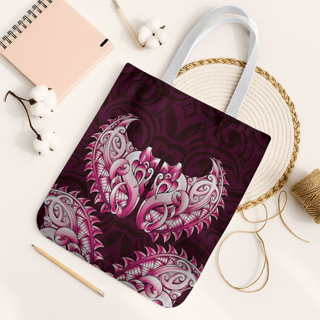 New Zealand Ta Moko Tote Bag Aotearoa Maori Chest Tattoo Pink LT14 White Strap One Size Pink - Polynesian Pride