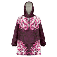New Zealand Ta Moko Wearable Blanket Hoodie Aotearoa Maori Chest Tattoo Pink LT14 One Size Pink - Polynesian Pride
