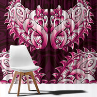 New Zealand Ta Moko Window Curtain Aotearoa Maori Chest Tattoo Pink LT14 - Polynesian Pride