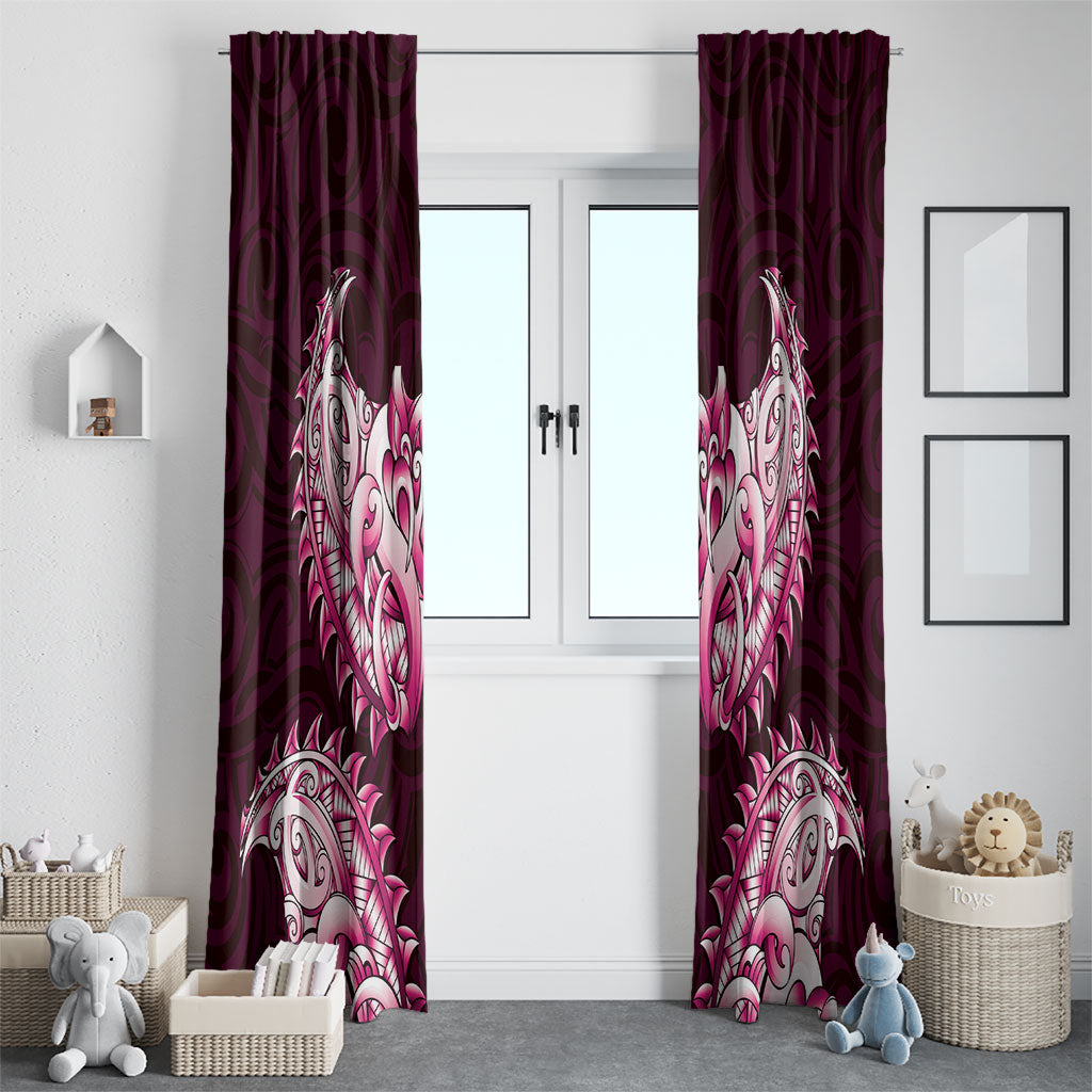 New Zealand Ta Moko Window Curtain Aotearoa Maori Chest Tattoo Pink LT14 - Polynesian Pride