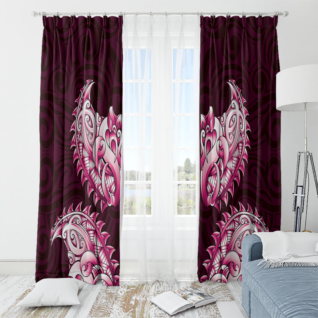 New Zealand Ta Moko Window Curtain Aotearoa Maori Chest Tattoo Pink LT14 - Polynesian Pride