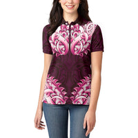 New Zealand Ta Moko Women Polo Shirt Aotearoa Maori Chest Tattoo Pink LT14 - Polynesian Pride