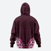 New Zealand Ta Moko Zip Hoodie Aotearoa Maori Chest Tattoo Pink LT14 - Polynesian Pride