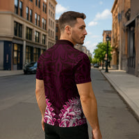 New Zealand Ta Moko Zipper Polo Shirt Aotearoa Maori Chest Tattoo Pink LT14 - Polynesian Pride