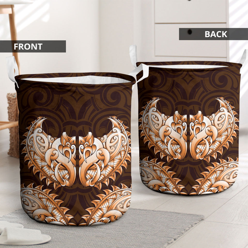 New Zealand Ta Moko Laundry Basket Aotearoa Maori Chest Tattoo Orange LT14 - Polynesian Pride