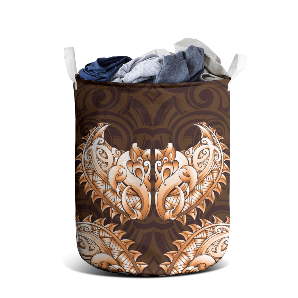 New Zealand Ta Moko Laundry Basket Aotearoa Maori Chest Tattoo Orange LT14 - Polynesian Pride