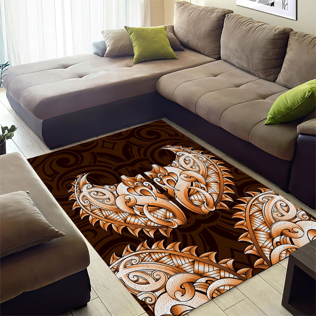 New Zealand Ta Moko Area Rug Aotearoa Maori Chest Tattoo Orange LT14 - Polynesian Pride