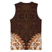 New Zealand Ta Moko Basketball Jersey Aotearoa Maori Chest Tattoo Orange LT14 - Polynesian Pride