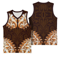 New Zealand Ta Moko Basketball Jersey Aotearoa Maori Chest Tattoo Orange LT14 - Polynesian Pride