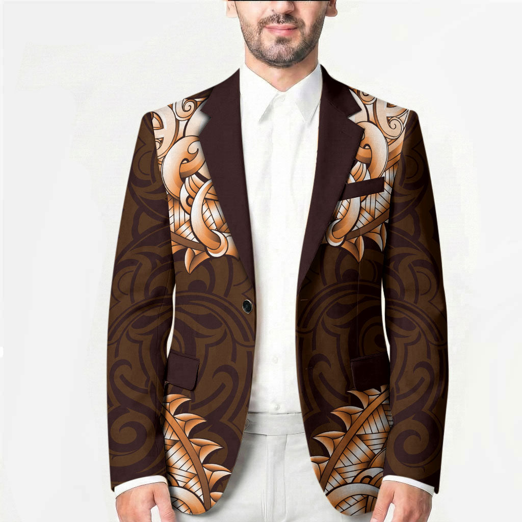 New Zealand Ta Moko Blazer Aotearoa Maori Chest Tattoo Orange LT14 - Polynesian Pride