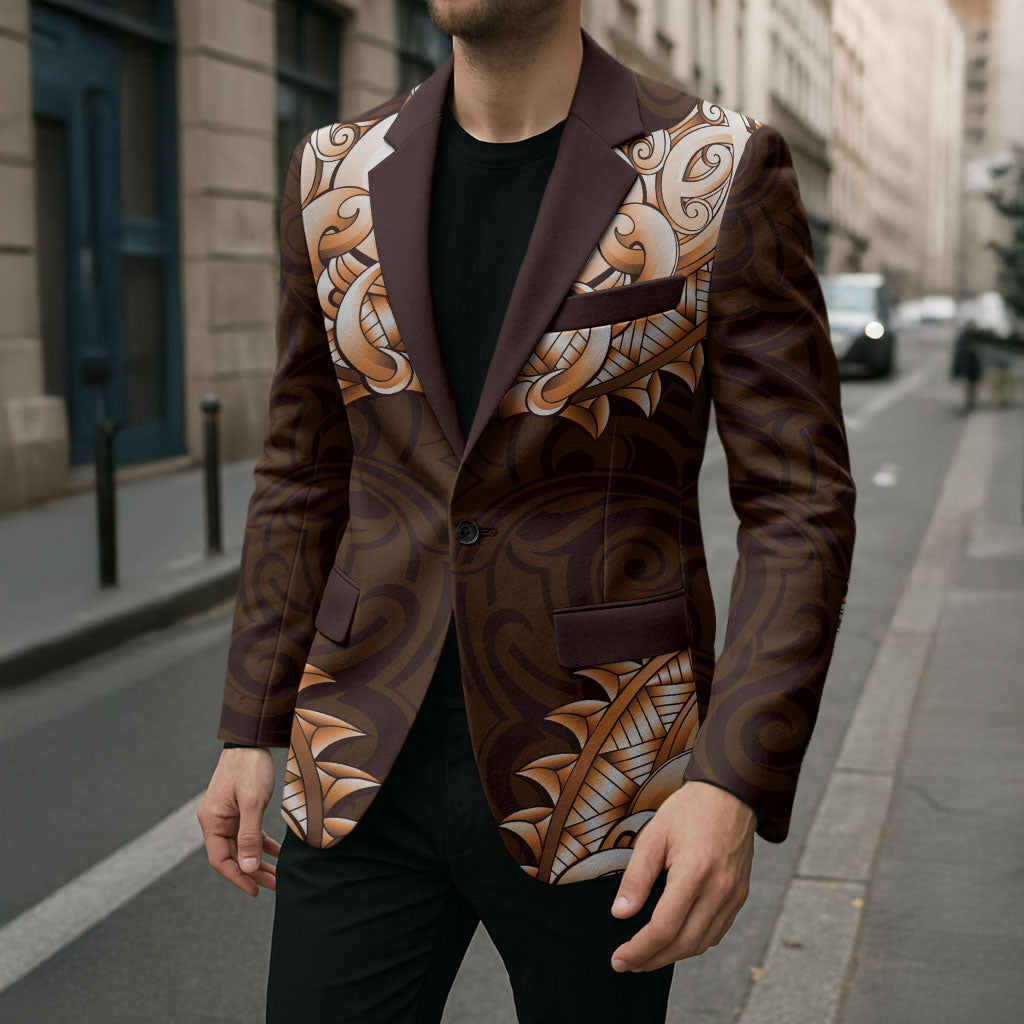 New Zealand Ta Moko Blazer Aotearoa Maori Chest Tattoo Orange LT14 - Polynesian Pride
