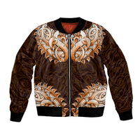 New Zealand Ta Moko Bomber Jacket Aotearoa Maori Chest Tattoo Orange LT14 Unisex Orange - Polynesian Pride