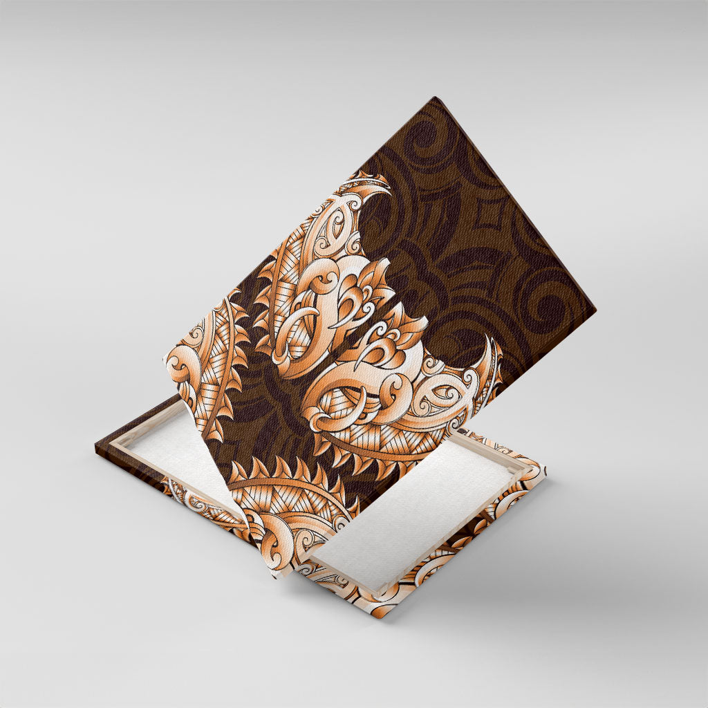 New Zealand Ta Moko Canvas Wall Art Aotearoa Maori Chest Tattoo Orange LT14 With Frame Orange - Polynesian Pride