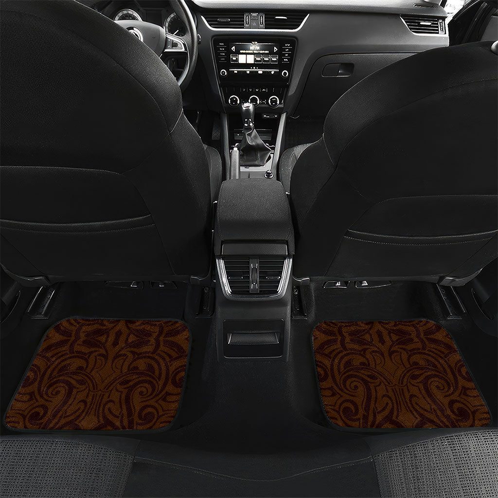 New Zealand Ta Moko Car Mats Aotearoa Maori Chest Tattoo Orange LT14 Set 2pcs - Back Orange - Polynesian Pride