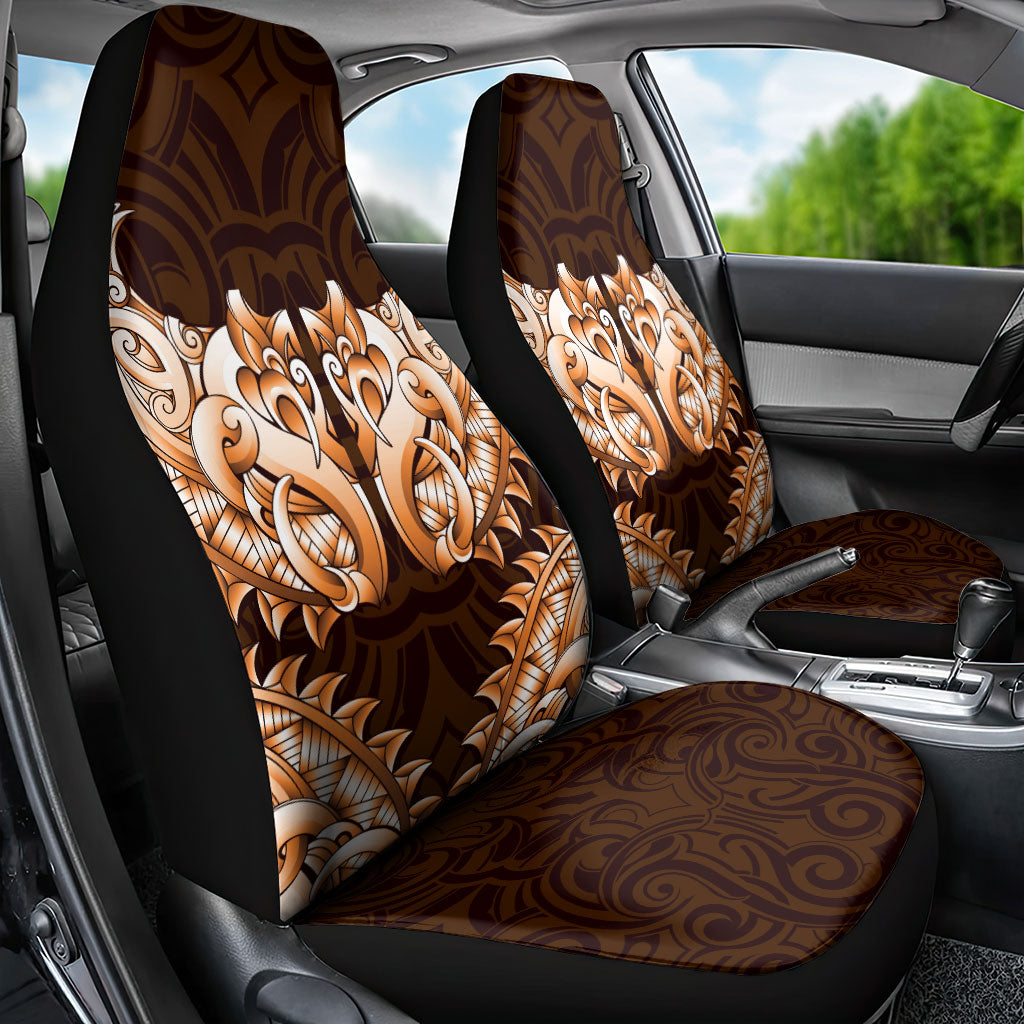 New Zealand Ta Moko Car Seat Cover Aotearoa Maori Chest Tattoo Orange LT14 - Polynesian Pride