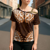 New Zealand Ta Moko Cross Shoulder Shirt Aotearoa Maori Chest Tattoo Orange LT14 - Polynesian Pride