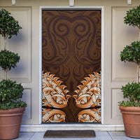 New Zealand Ta Moko Door Cover Aotearoa Maori Chest Tattoo Orange LT14 Orange - Polynesian Pride