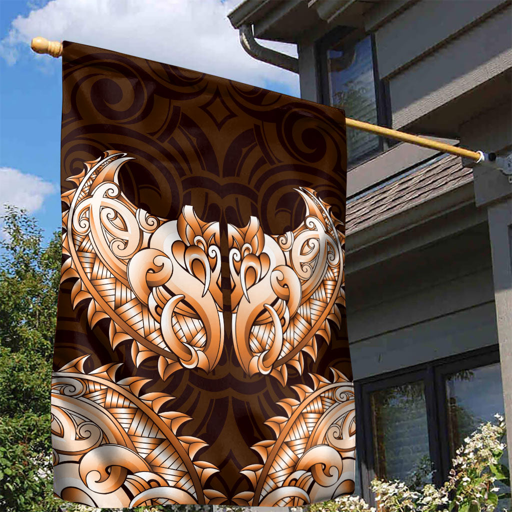 New Zealand Ta Moko Garden Flag Aotearoa Maori Chest Tattoo Orange LT14 - Polynesian Pride