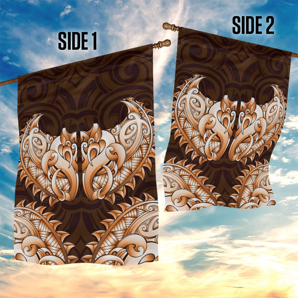 New Zealand Ta Moko Garden Flag Aotearoa Maori Chest Tattoo Orange LT14 - Polynesian Pride