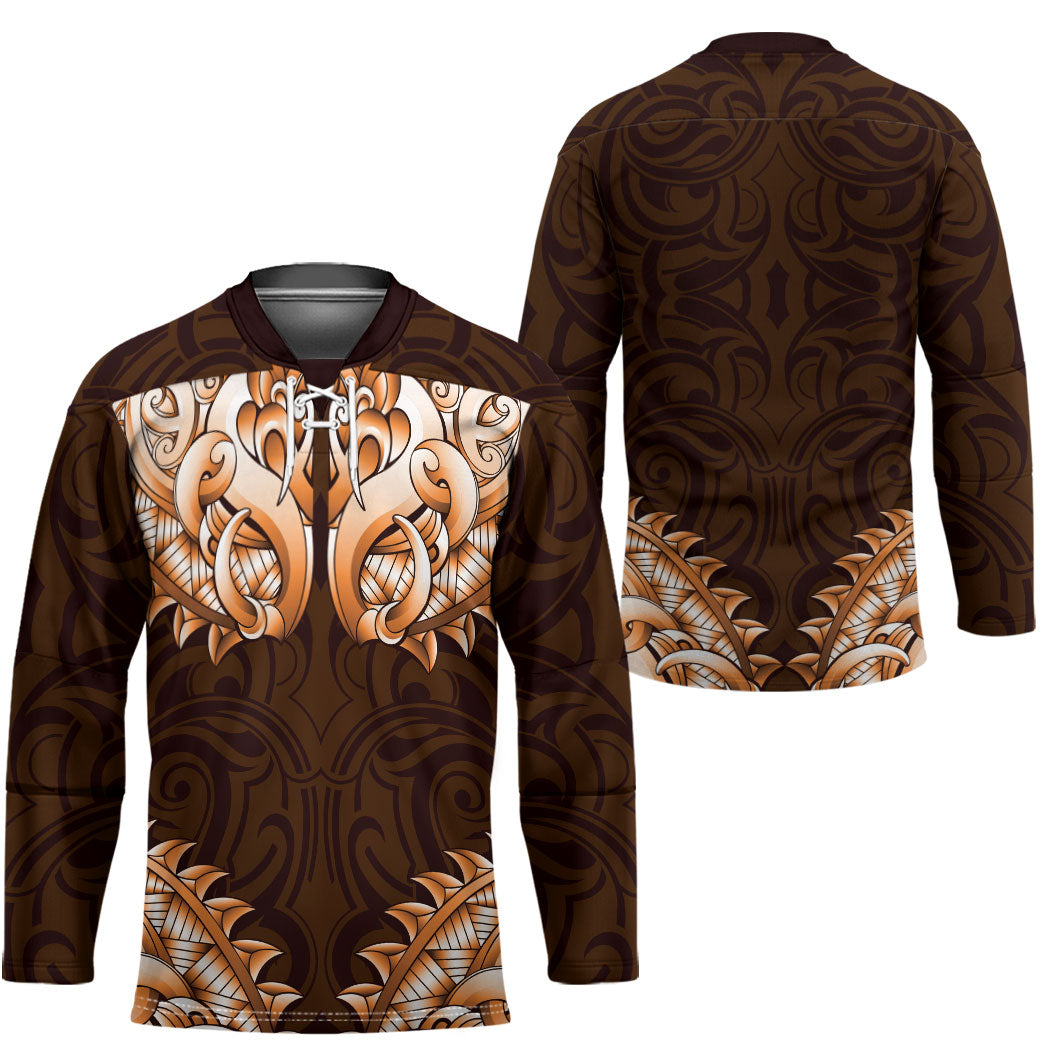 New Zealand Ta Moko Hockey Jersey Aotearoa Maori Chest Tattoo Orange LT14 - Polynesian Pride