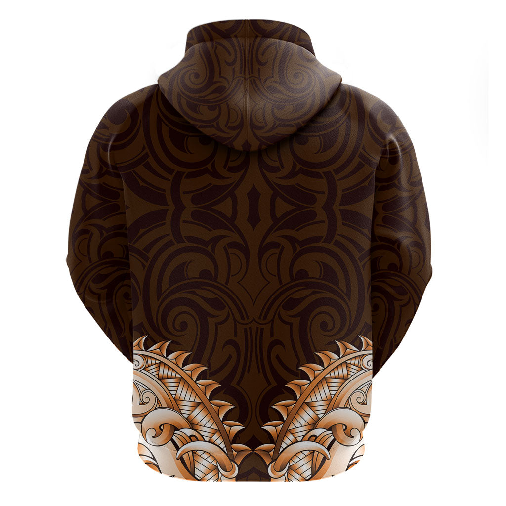 New Zealand Ta Moko Hoodie Aotearoa Maori Chest Tattoo Orange LT14 - Polynesian Pride