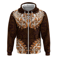 New Zealand Ta Moko Hoodie Aotearoa Maori Chest Tattoo Orange LT14 Zip Hoodie Orange - Polynesian Pride
